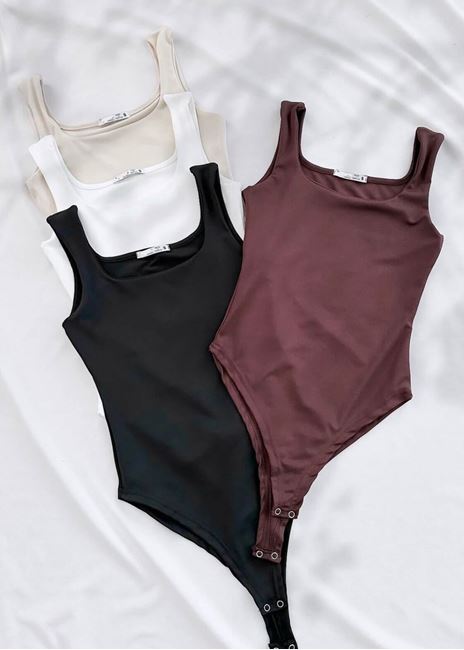 Bej Atlet Kare Yaka Bodysuit