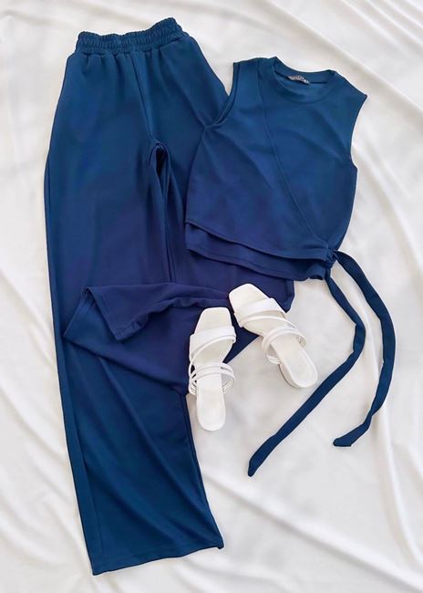 Lacivert Oysh Yan Bağlama Detay Atlet Takım