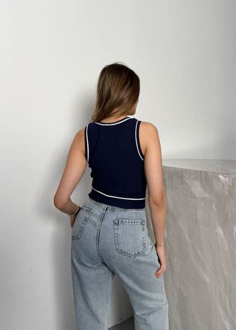 Lacivert Biyeli Atlet Crop