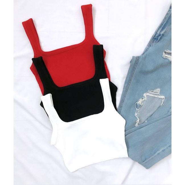 Siyah Örme Atlet Crop