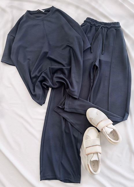 Antrasit Çimalı Bisiklet Yaka Modal Takım