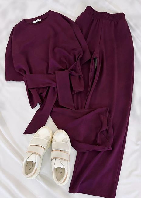 Bordo Ön Bağlama Detay Modal Takım