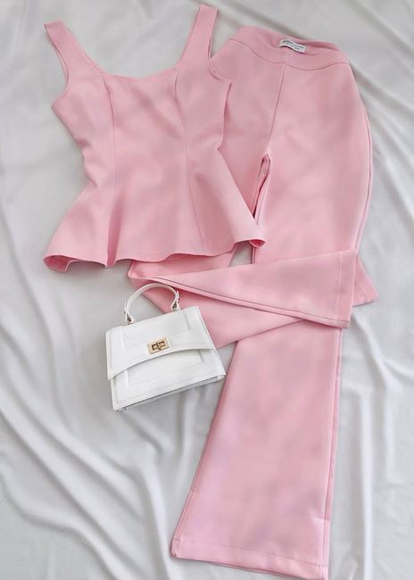 Pembe Double Volan Takım