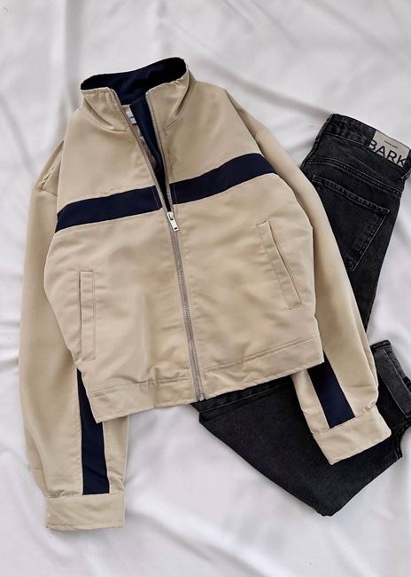 Bej Crop Ceket 