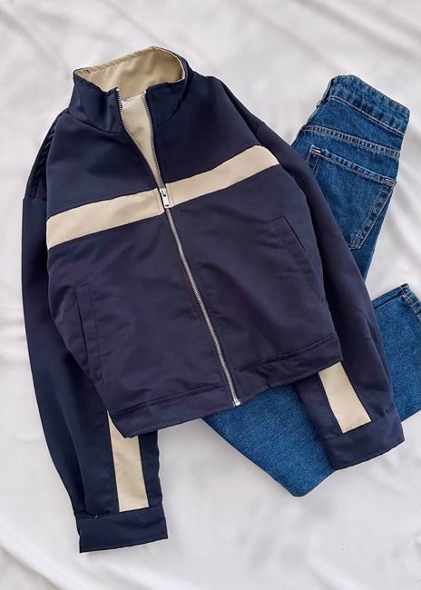 Lacivert Crop Ceket