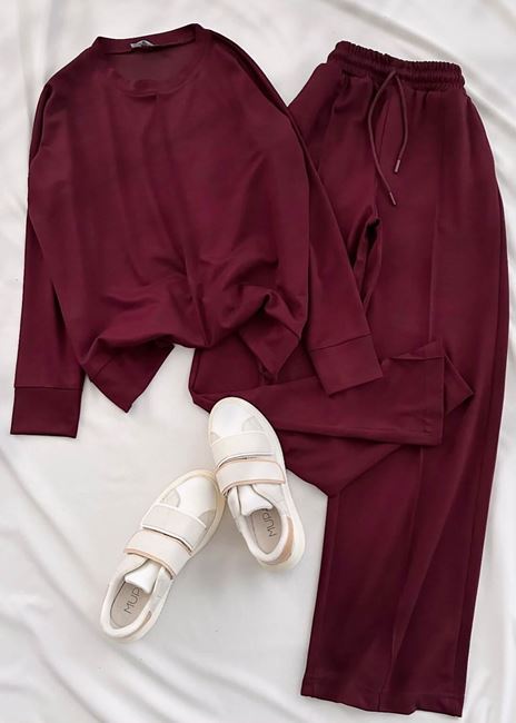 Bordo Modal Kumaş Eşofman Takımı