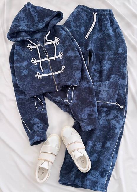Lacivert Polar Bel ve Paça Stoperli Takım