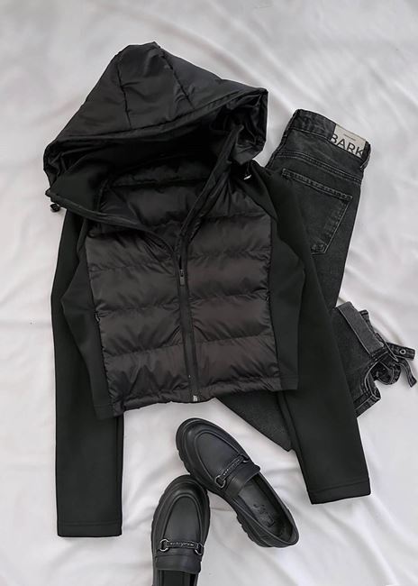 Siyah Şişme Crop Mont