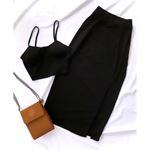 Siyah Madema Crop Etek Takım