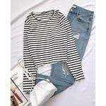 Beyaz İnce Çizgi Bluz