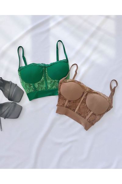 Kahverengi Desenli Büstiyer