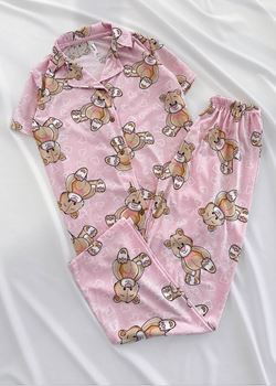 Pembe Ayıcık Kısa Kol Pijama Takımı