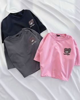 Lacivert Ayıcık Detay Crop Tişört