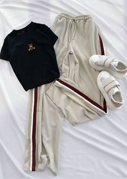 Bej Şeritli Kaşkorse Pantolon