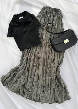 Siyah Polo Yaka Kısa Basic Crop