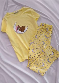 Sarı Ay Pijama Takımı