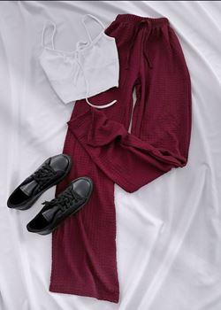 Bordo Gofre Pantolon