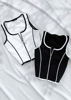 Siyah Fermuar Biyeli Crop