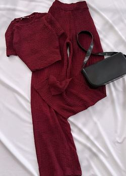 Bordo Gofre Bisiklet Yaka Takım