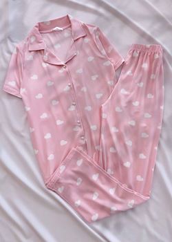 Pembe Kalp Milan Pijama Takımı