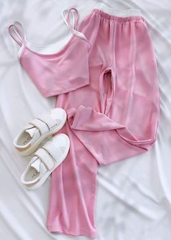 Pembe Çift Crop Detay Takım