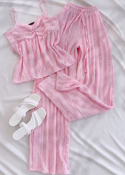 Pembe Askılı Pantolon Takım