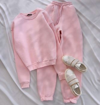 Pembe Bisiklet Yaka Eşofman Takımı