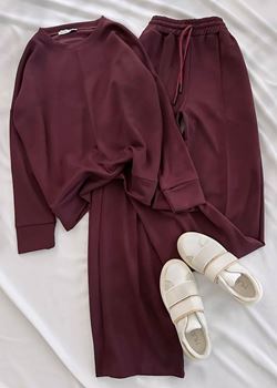 Bordo Basic Modal Eşofman Takımı