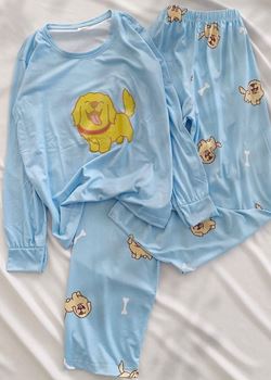 Mavi Köpüş Desen Pijama Takımı
