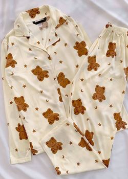 Sarı Ayıcık Desen Pijama Takımı