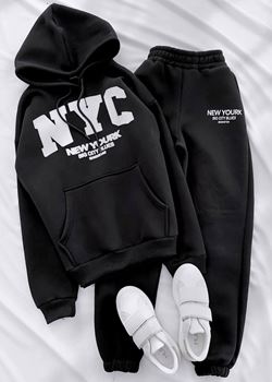 Siyah Nyc 3 İplik Eşofman Takımı