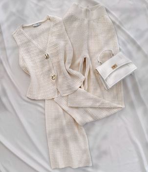 Bej Triko Yelek Takım