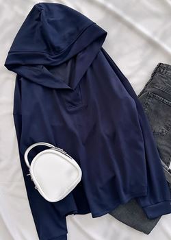 Lacivert Kapüşonlu Oysh Cepli Sweat