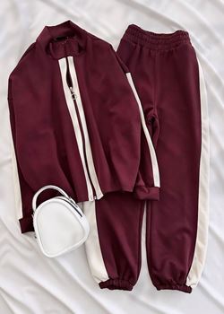 Bordo Oysh Şerit Eşofman Takımı