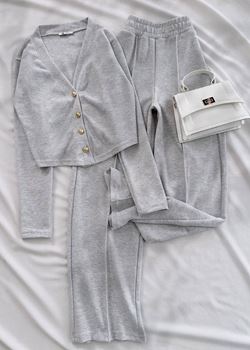 Gri Selanik Hırka Takım