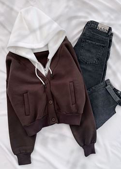 Kahverengi Birleşik Model 3 İplik Ceket