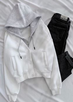 Beyaz Mlnj  3 İplik Ceket