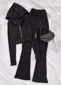 Siyah Brsh Yumoş Kapüşonlu Takım