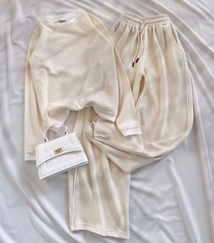 Bej Tişört Birleşik Model Eşofman Takımı