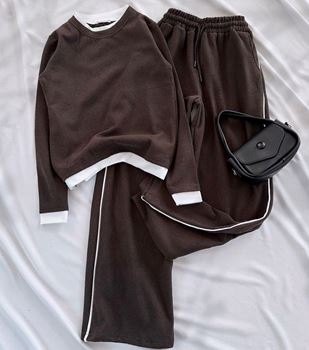 Kahverengi Tişört Birleşik Model Eşofman Takımı