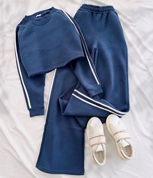 Lacivert Şeritli 3 İplik Eşofman Takımı