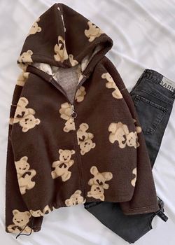 Kahverengi Ayıcık Kuzu Peluş Ceket