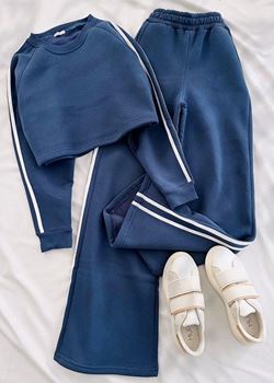 Lacivert Şeritli 3 İplik Eşofman Takımı