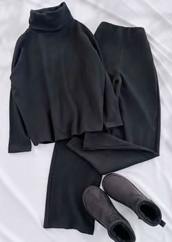 Siyah Emj Balıkçı Yaka Takım