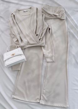 Bej Kruvaze Bluz Sandy Takım