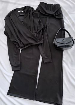 Siyah Kruvaze Bluz Sandy Takım