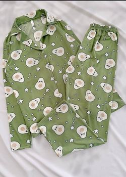 Yeşil Avokado Desen Modal Pijama Takımı