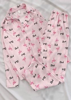 Pembe Flamingo Desen Modal Pijama Takımı