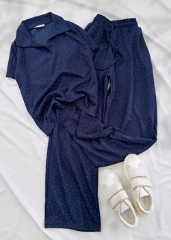 Lacivert Taşlı Polo Yaka Oysh Takım