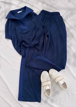 Lacivert Şerit Polo Yaka Modal Takım